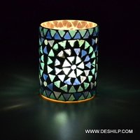 Glass Mason Jar Shaped Blue Candle Holder - Style: Antique Imitation