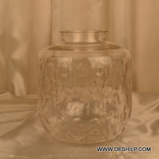 Big Cutting Glass Jar Shape Flower Vase