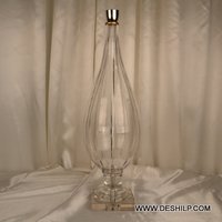 Long Glass Pedestal Table Lamp