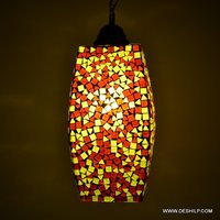 Dholak Shape Mosaic Wall Hanging - Glass Material, 36x17 Cm Dimensions, Multicolor Finish | Modern Art Design, Handmade Craftsmanship, Rooftop Installation