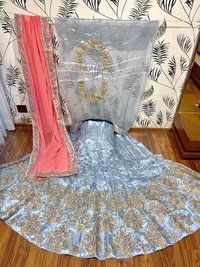 Bridal Lehenga - Soft Organza Silk With Heavy Embroidery And Shine Stones, Traditional Ethnic Wear With Sateen Inner And Embroidered Duppata