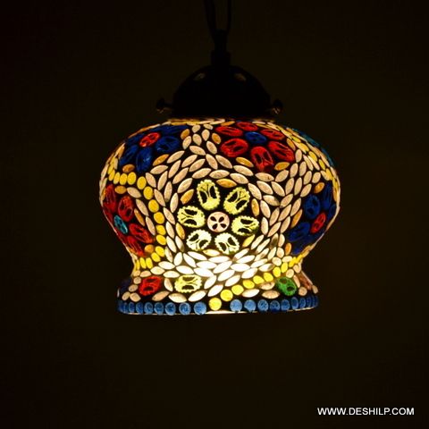 Multicolor Multi Mosaic Glass Wall Hanging Lamp