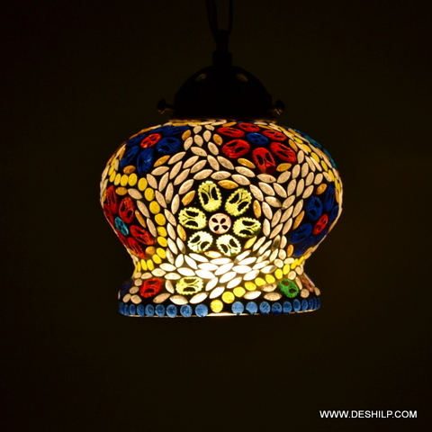 Multicolor rooftop Multi Mosaic Glass Wall Hanging Lamp
