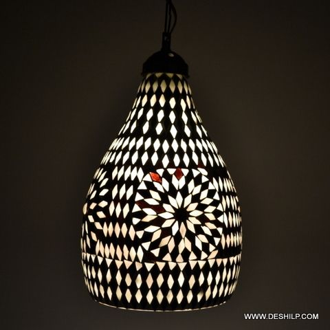 Black & White Mosaic Wall Hanging Lamp