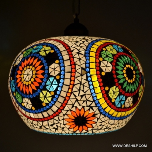 Multi Mosaic Glass Wall Hanging Lamp