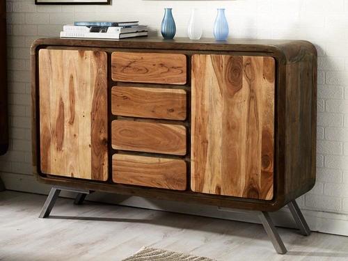 Radio Sideboard - Wood and Wrought Iron, 120W x 40D x 90H cm | Antique European Design, Handmade Artwork, Indoor Living Room Furniture, 6-Month Warranty