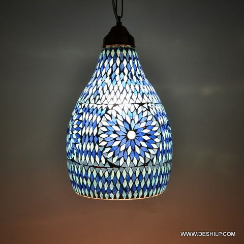 BLUE MOSAIC WALL HANGING DECOR LAMP