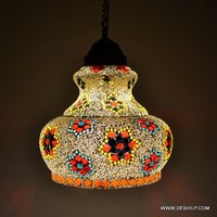 Multicolor Mosaic Antique Wall Hanging Lamp