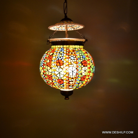 35 x 26 CM MULTI MOSAIC GLASS WALL HANGING LAMP