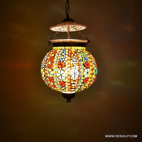 MULTI MOSAIC GLASS WALL HANGING LAMP