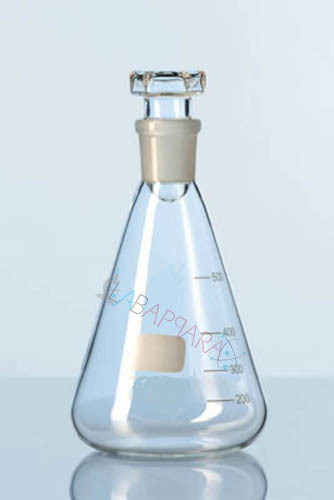 Amber Colour Flask Conical/ with interchangeable stopper.