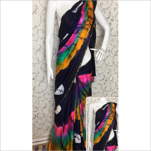 Ladies Tie Dye Saree - Silk Fabric, Multicolored Shades | Elegant Printed Design, Perfect for Casual Wear & Festive Occasions