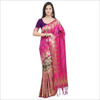 Ladies Boutique Saree - Silk Material, Multicolored Design | Perfect For Parties, Functions & Festivals With Elegant Printed Patterns