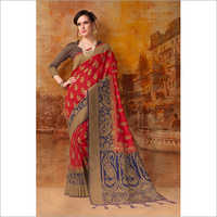 Ladies Printed Cotton Saree - Silk Material, Multicolored, Bollywood Style | Thread Work, Unique Patterns, Exquisite Colors, Smooth Texture