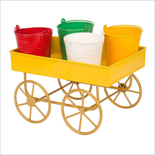 Basket Rickshaw And Cart - Iron Material Customizable Size Various Colors - Polished Finish 4 Innovative Buckets for Safe Storage