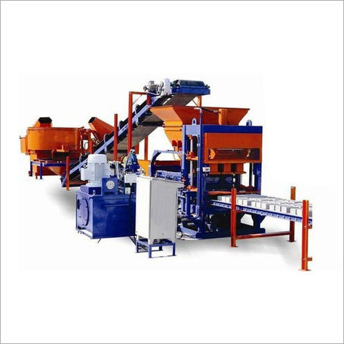 Blue  & Orange Stationary Concrete Block Machine