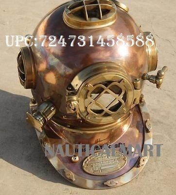 NM090859 NAUTICALMART Antique Full Copper & Brass Diving Helmet Divers Helmet Us Navy Mark V (B01LWBVOS3)