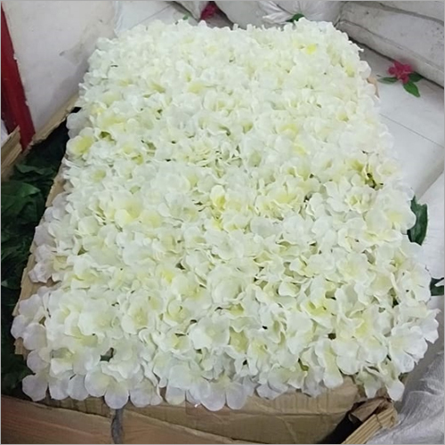 Artificial Flower Wall Panel - Plastic 40x40cm, White | Elegant Design, Durable, Realistic Hydrangea Flowers