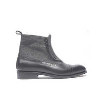 Black Mens Leather Button Boots