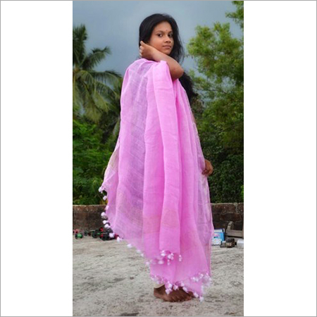 Linen Dupatta - Silk Material, Party Wear | Plain Pattern, Suitable for Summer & Winter Seasons