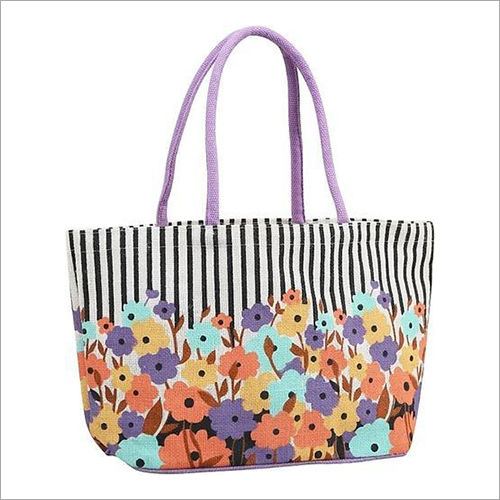 Available In Different Color Designer Printed Jute Bag