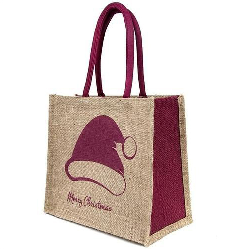 Available In Different Color Merry Christmas Gift Jute Bags