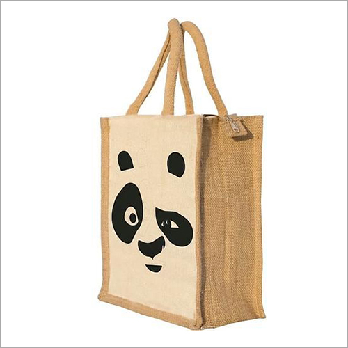 Panda Printed Jute Lunch Bag