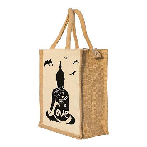 Budha Printed Jute Lunch Bag
