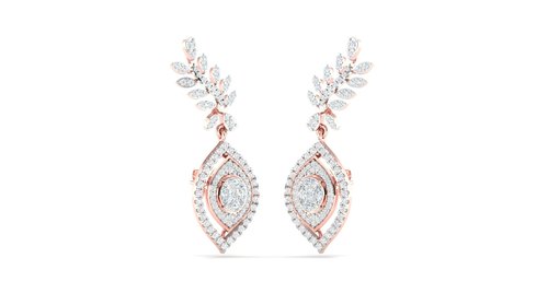 Gold & Diamond Hoop With Drop Earrings