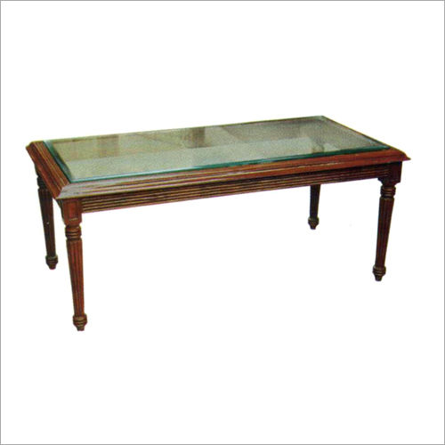 Brown Wooden And Glass Centre Table