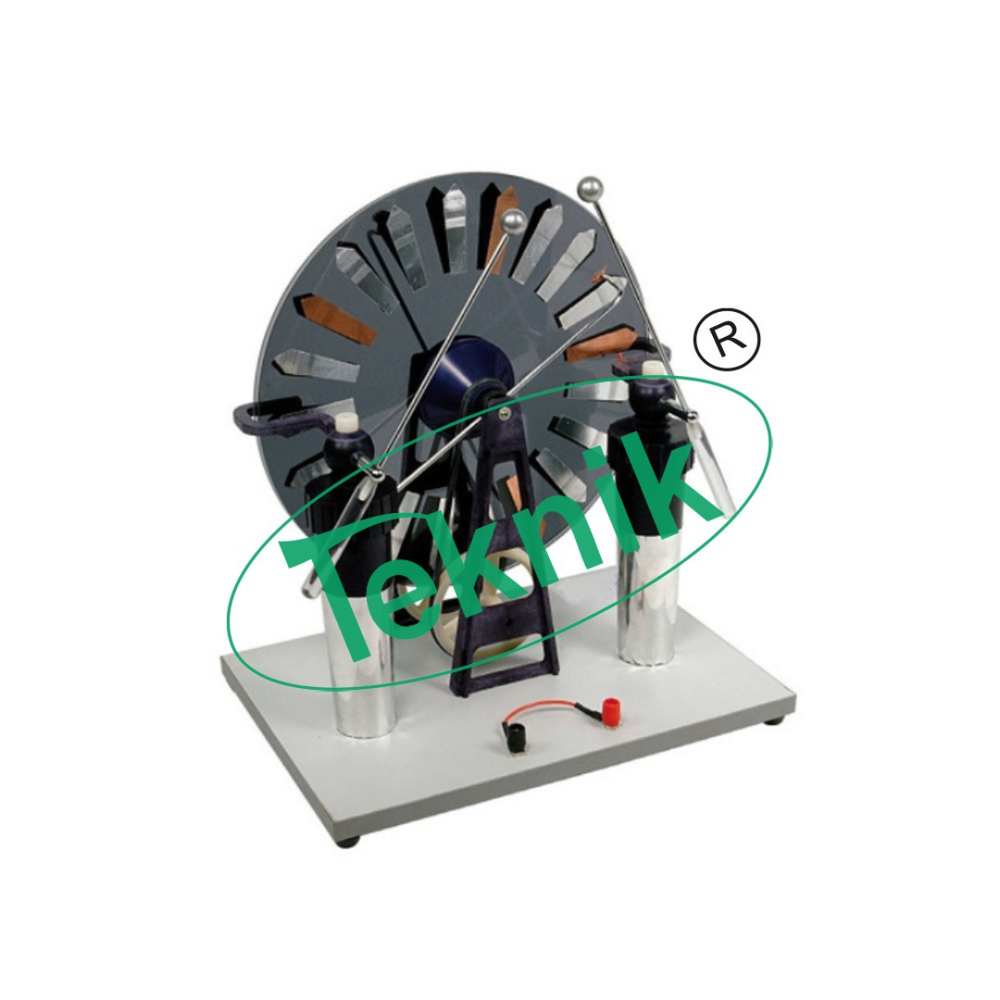 Wimshurst Machine - 300 mm Disc Diameter, 70 mm Sparks, Up to 160 kV Potential Difference | General Lab Equipment, Dual Insulating Discs with Metal Sectors
