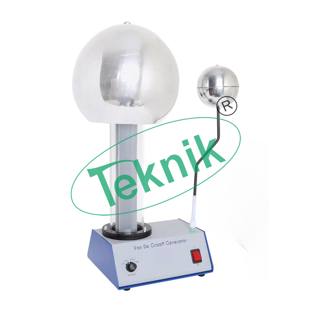 Graaff Van Generator - Silicone Belt Conveyor, 750 x 260 x 380 mm, Large Sphere 260 mm, Small Sphere 100 mm | For General Lab Use, Vertical Electric Charge Generation