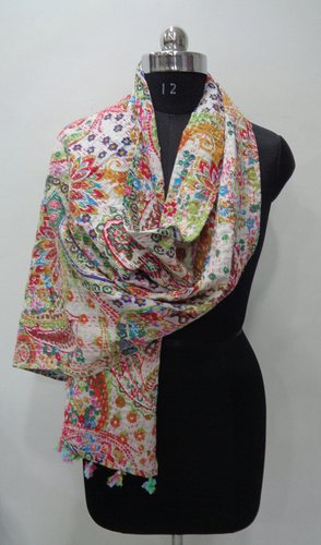 Multi Paisely Cotton Kantha Scarves