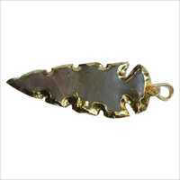 Golden-gray Medium Agate Brass Pendant