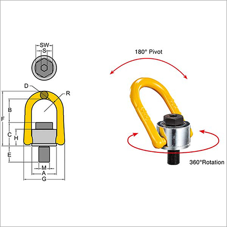 Yoke Swivel Hoist Ring - Type 231 Metric Thread Thread Lifting Capacity: 1