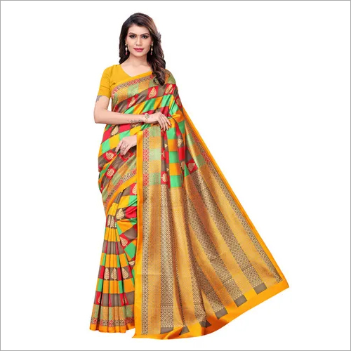 Multicolor Elegant Printed Mysore Silk Saree