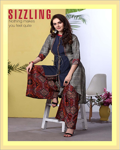 Ladies Designer Kurti With Palazzo Set