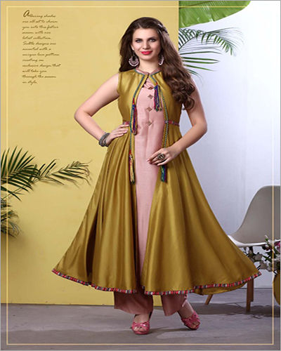 Ladies Long Jacket Kurti With Pant Set