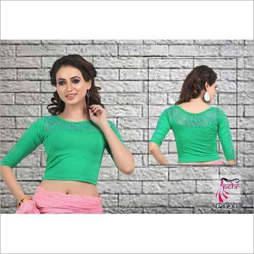 Green Ladies Stretchable Party Wear Blouse