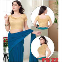 Golden Ladies O Shape Neck Party Wear Blouse