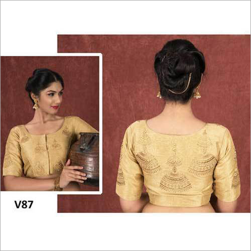 Available In Diferent Color Ladies Golden Embroidered Blouse