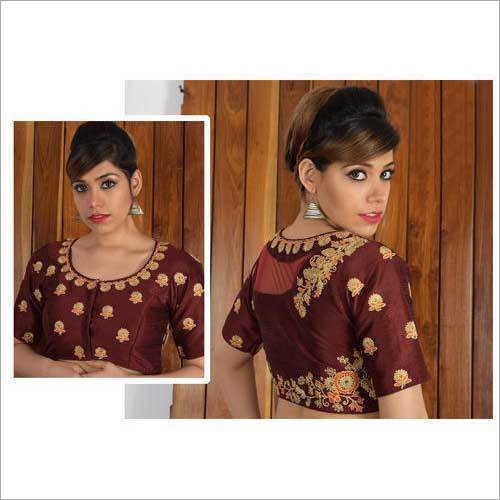 Brown Ladies Heavy Embroidered Designer Blouse