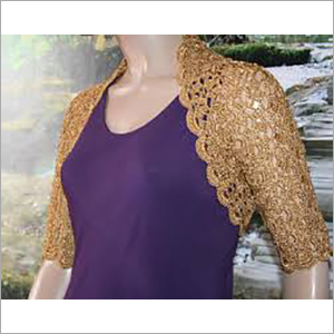 Crochet Small Shrug - Cotton, Size L/M/S/XL, Golden Color | Trendy Design, Embroidered Pattern, Washable, Short Sleeves, All Season Wear