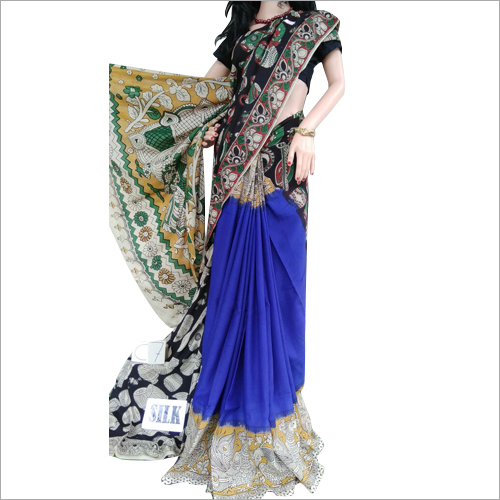 Multicolor Chiffon Kalamkari Printed Saree