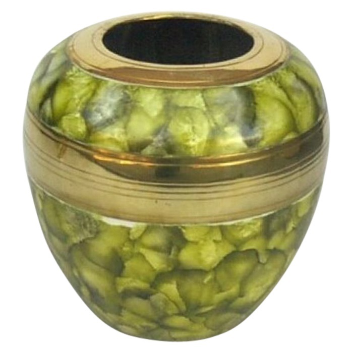 Round Green Brass Vase