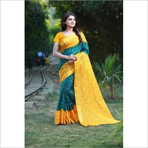 Multicolor Navaratri Special Bandhani Printed Bhagalpuri Silk Saree