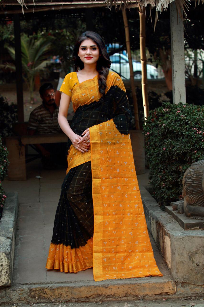 Navaratri Special Bandhani Printed Bhagalpuri Silk Saree