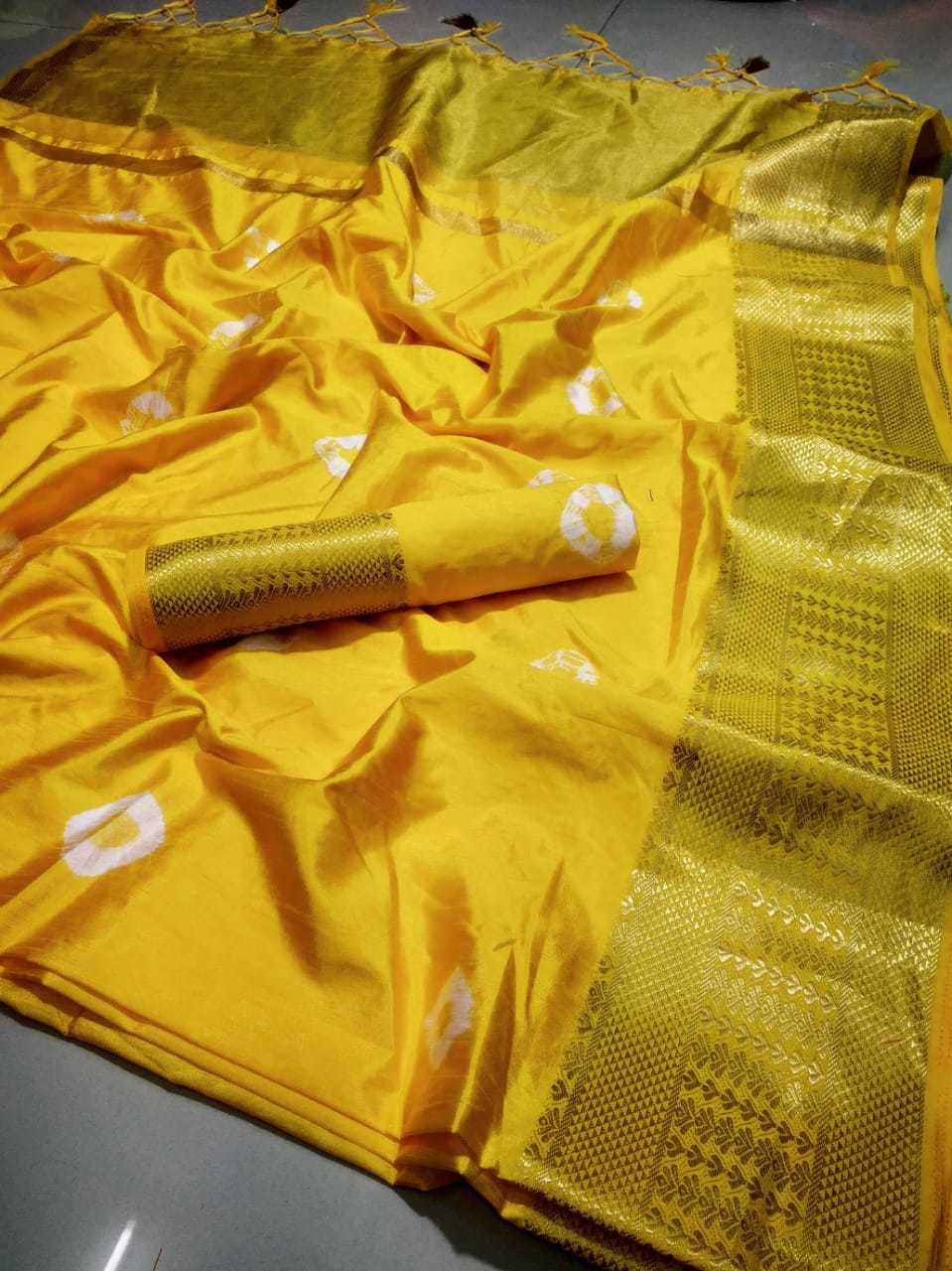 Navaratri Spacial Bandhani Hand Printed Saree with jacquard borde