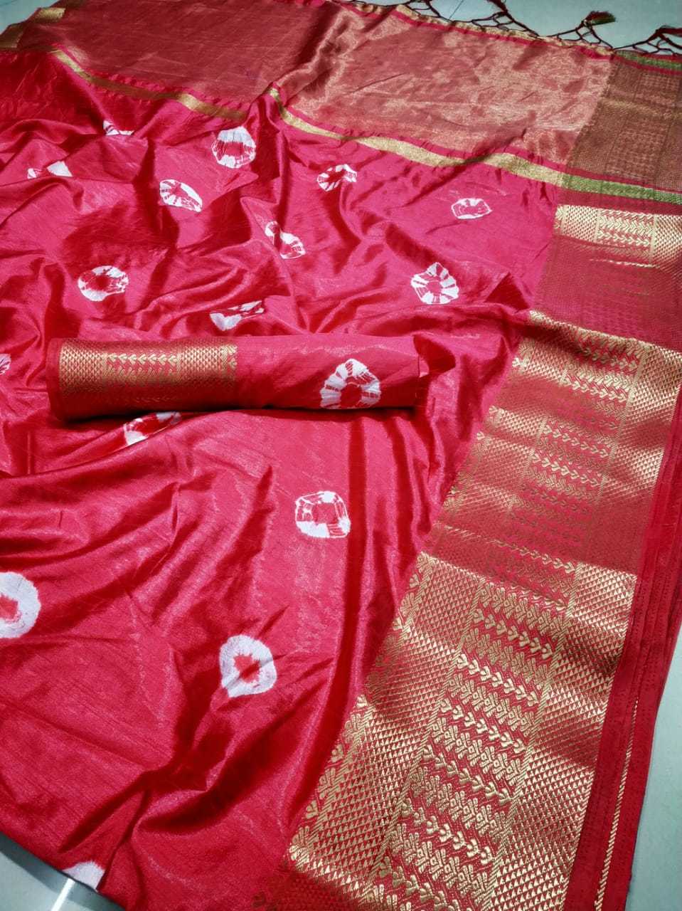 Navaratri Spacial Bandhani Hand Printed Saree with jacquard borde