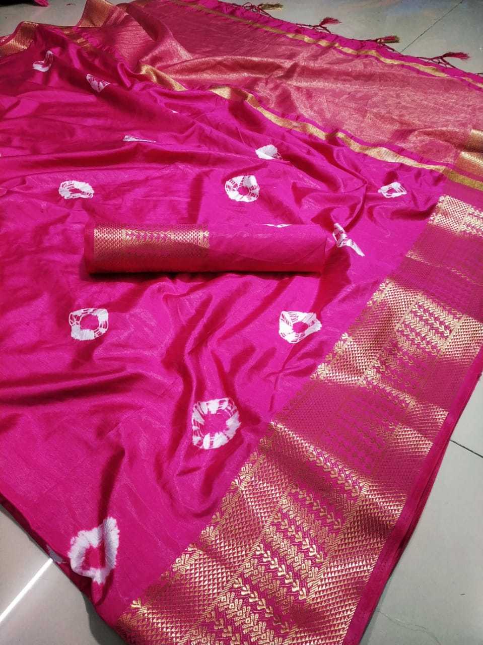Navaratri Spacial Bandhani Hand Printed Saree with jacquard borde